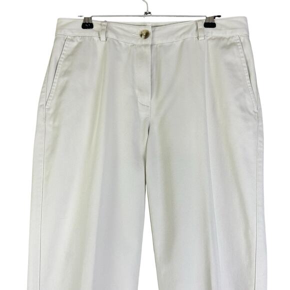 L.L.Bean Favorite Fit Pants Women Sze 4 Cream Flat Front Classic Straight Khaki - Picture 2 of 12